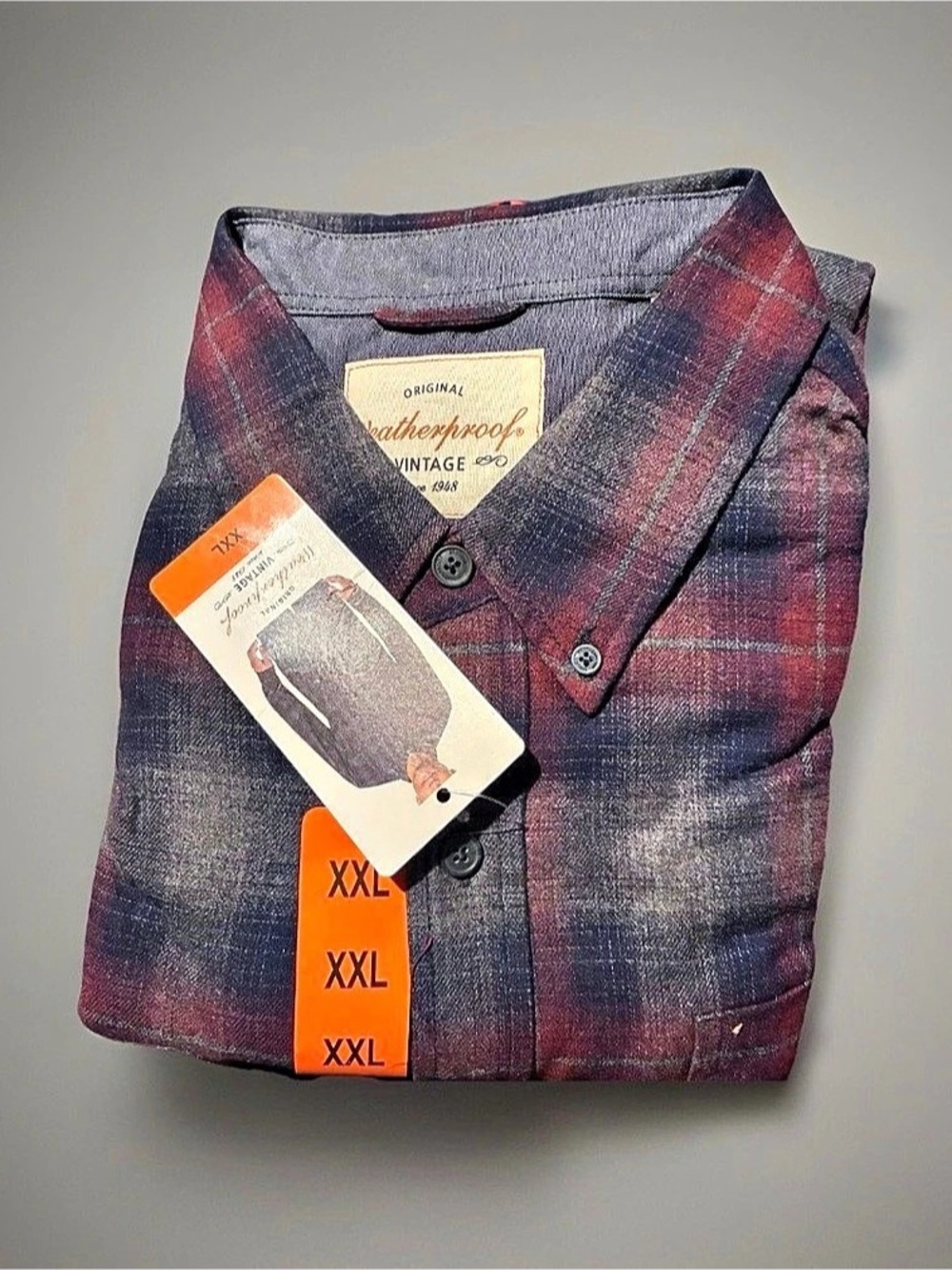 Weatherproof Vintage Plaid Button Down Shirt in Red & Blue XXL NWT